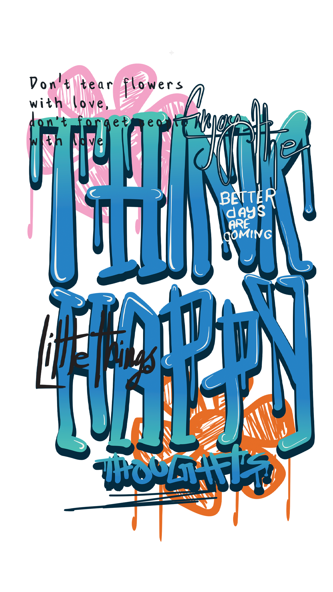 Think Happen Printed Oversize T Shirt