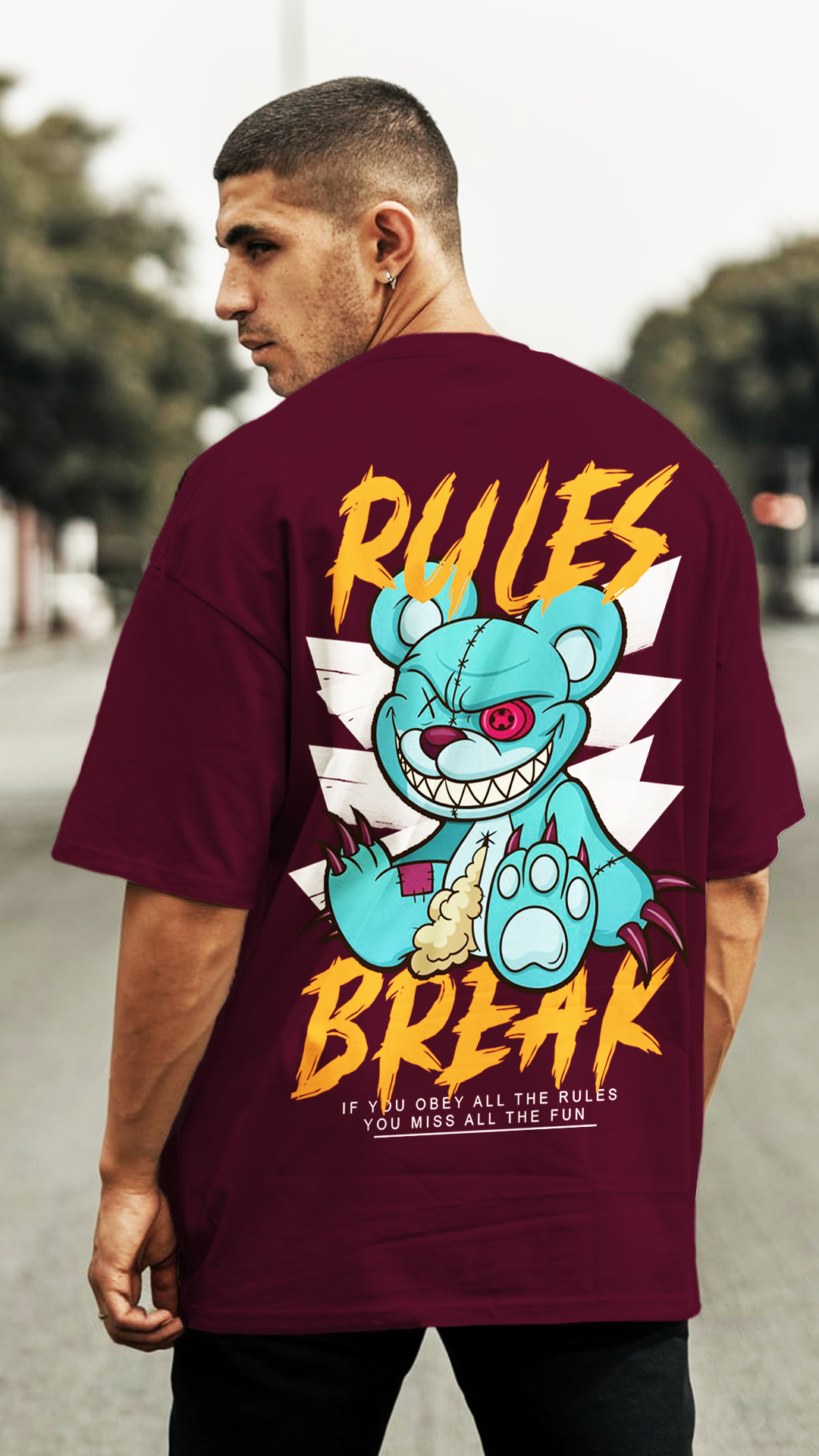 Rules Break Printed Oversize T Shirt