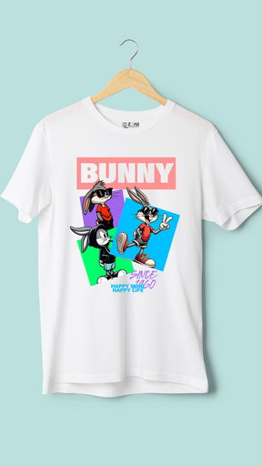 White Bunny Printed T Shirt for Men