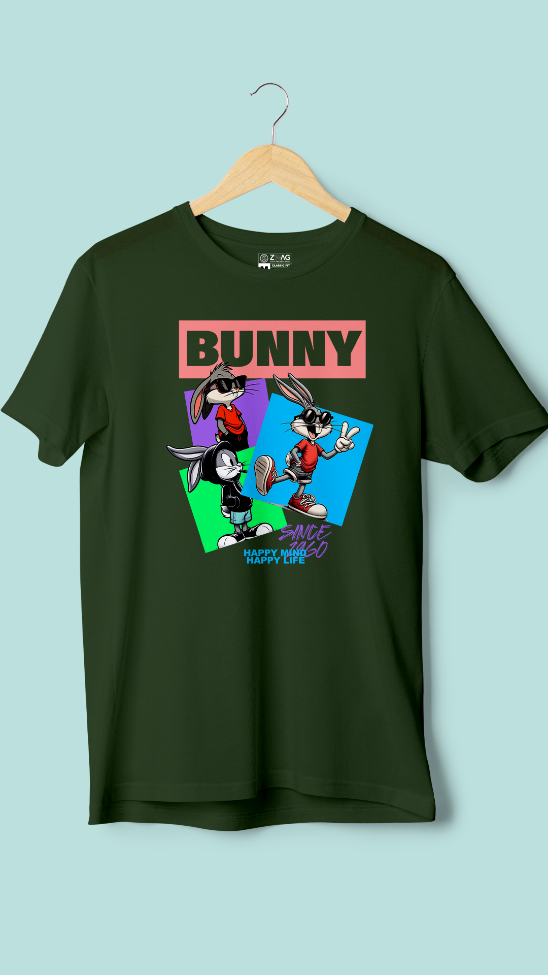 Bunny Harf Sleeve Printed T shirt