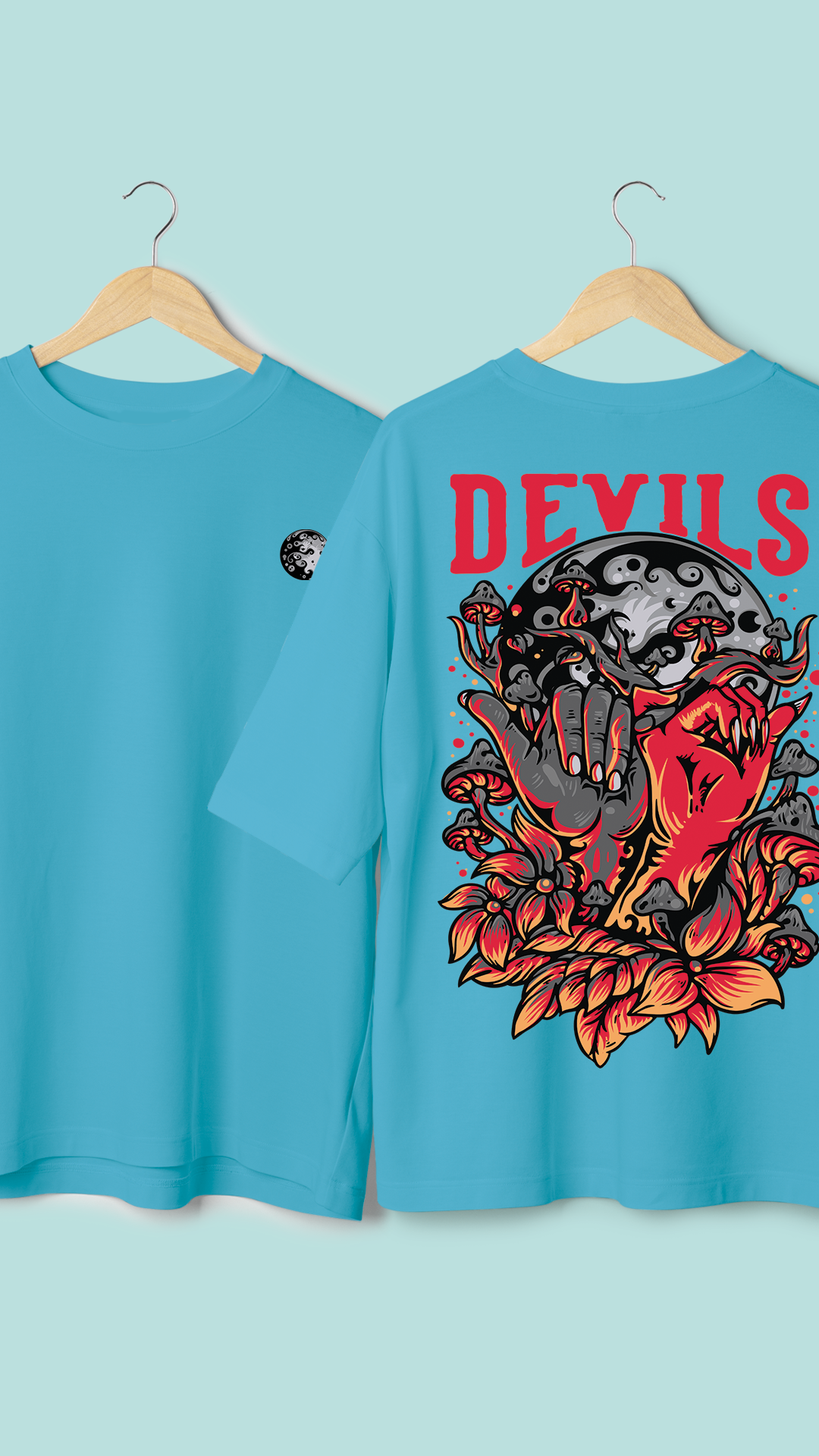 Devil Printed Oversize T Shirt