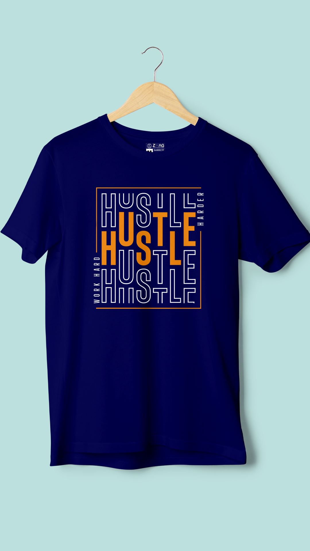 Hustle harf Sleeve Printed T Shirt